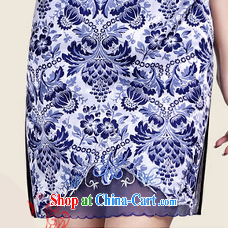 And, in accordance with traditional costumes blue and white porcelain antique Ethnic Wind improved cheongsam dress daily retro LYE 9014 blue XXL, in accordance with (leyier), and, on-line shopping