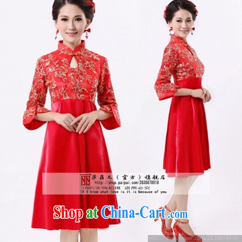 2014 new, improved and stylish bridal wedding summer summer Korean short-sleeved pregnant women cheongsam dress red customer service to size. Does not support returning to love so Peng, shopping on the Internet