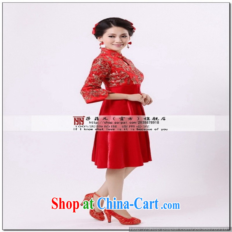 2014 new, improved and stylish bridal wedding summer summer Korean short-sleeved pregnant women cheongsam dress red customer service to size. Does not support returning to love so Peng, shopping on the Internet