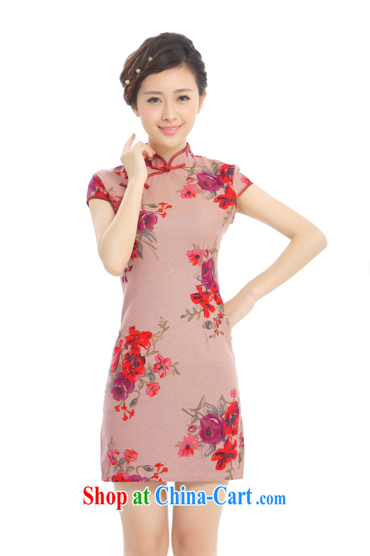 Slim li know choreographer summer 2015 new elegant Chinese style retro cotton the cheongsam stylish improved Q 62,391 - 3 ochre red floral XXL pictures, price, brand platters! Elections are good character, the national distribution, so why buy now enjoy more preferential! Health