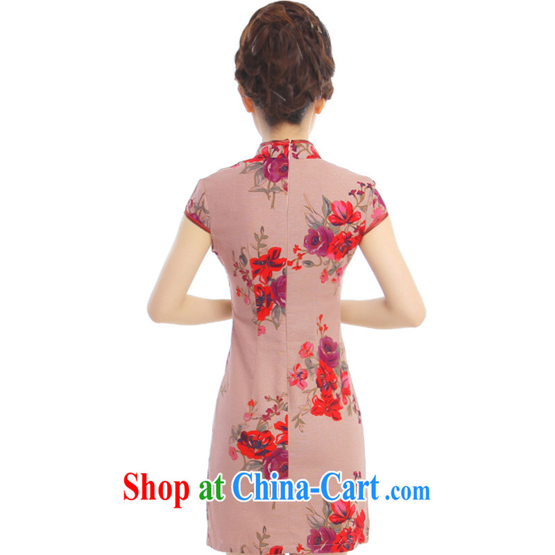 Slim li know choreographer summer 2015 new elegant Chinese style retro cotton the cheongsam stylish improved Q 62,391 - 3 ochre red floral XXL, slim Li (Q . LIZHI), online shopping
