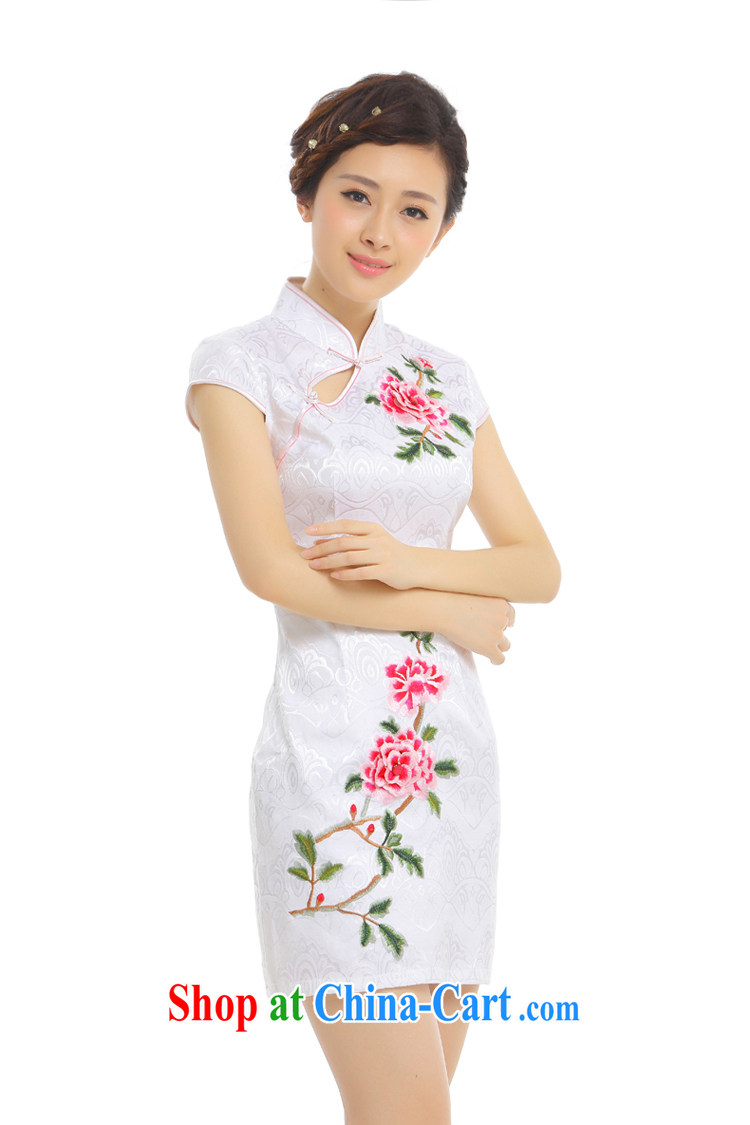 Slim li know on which take-off Summer 2015 new improved Stylish retro embroidery China wind cheongsam dress Q 1013 - 96 hazy blue M pictures, price, brand platters! Elections are good character, the national distribution, so why buy now enjoy more preferential! Health