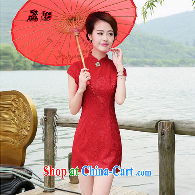 Sung Yang 2014 new summer Korean beauty, for half sleeve staple Pearl hot silver lace floral China cheongsam stylish double-yi white XXL, Sung-yang (shengyang), shopping on the Internet