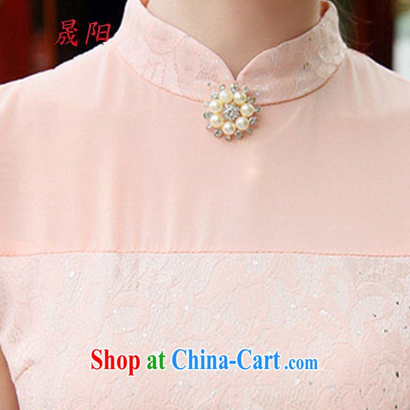 Sung Yang 2014 new summer Korean beauty, for half sleeve staple Pearl hot silver lace floral China cheongsam stylish double-yi white XXL, Sung-yang (shengyang), shopping on the Internet