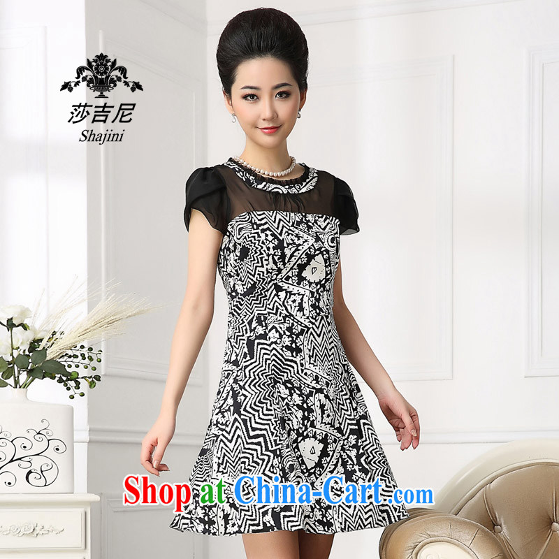 Windsor, 2014, new Silk Dresses Hangzhou sauna silk dress in Europe and the high-end beauty Edition Black XXL