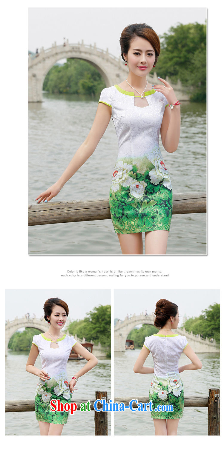 Sung Yang 2014 new summer Korean Beauty half sleeve Princess stamp duty for China wind cheongsam stylish dresses green peony flower XL pictures, price, brand platters! Elections are good character, the national distribution, so why buy now enjoy more preferential! Health
