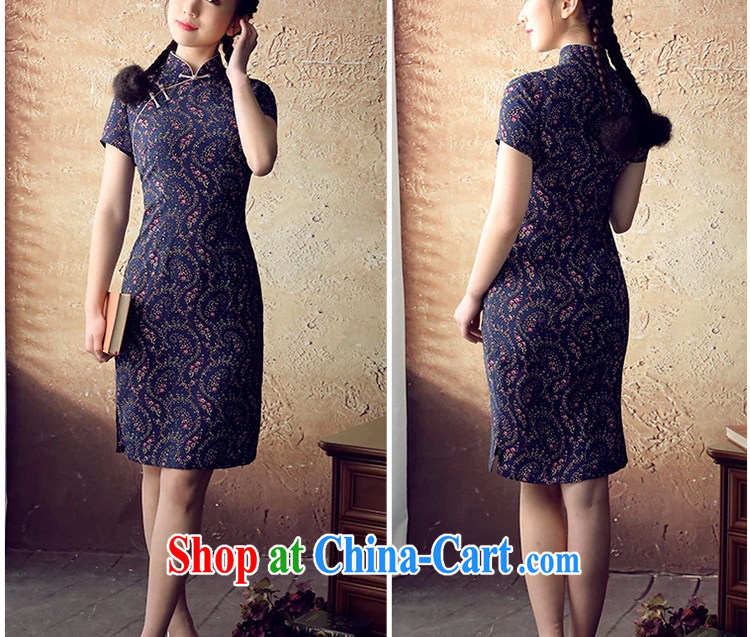once and for all elections as soon as possible fatally jealous of Mephidross snow woven stamp retro improved cheongsam dress 2015 summer stylish new outfit blue S pictures, price, brand platters! Elections are good character, the national distribution, so why buy now enjoy more preferential! Health