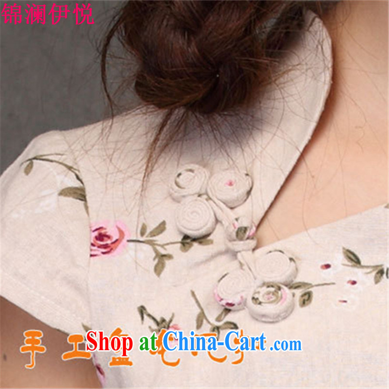 world, the Hyatt Regency antique small fresh floral cotton the Chinese China wind girls improved linen hand tie crescent moon around for the Lao dresses T-shirt Chinese Chinese forgetting D. Crescent collar XXL, Kam-world, Hyatt, shopping on the Internet
