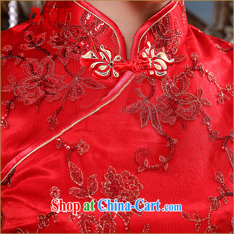 Early definition 2015 New Red wedding toast Service Improved short retro lace cheongsam Evening Dress red L, diffuse, and, shopping on the Internet