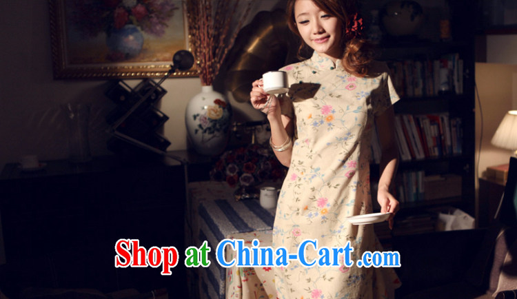 light quality retro improved stylish summer cotton Ma dresses ethnic wind cheongsam dress new linen short dresses, red L pictures, price, brand platters! Elections are good character, the national distribution, so why buy now enjoy more preferential! Health