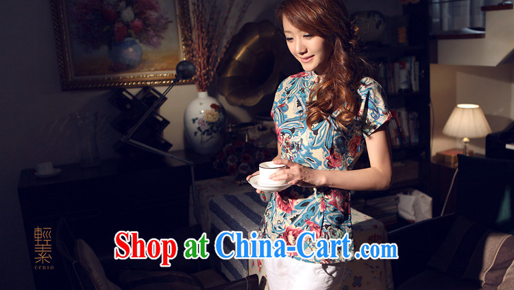 Light of summer, cotton the female Chinese T-shirt retro improved Chinese linen ethnic wind cheongsam shirt Navy XXXL pictures, price, brand platters! Elections are good character, the national distribution, so why buy now enjoy more preferential! Health