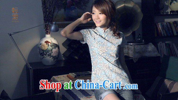 Light of summer, cotton the female Chinese T-shirt retro improved Chinese linen ethnic wind cheongsam shirt Navy XXXL pictures, price, brand platters! Elections are good character, the national distribution, so why buy now enjoy more preferential! Health
