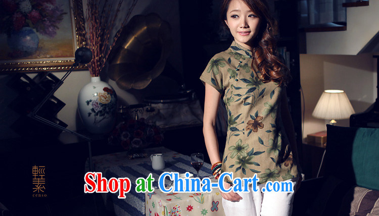 light quality cotton the female Chinese T-shirt retro improved Chinese linen Ethnic Wind female Green yarn flower cheongsam shirt XXXL pictures, price, brand platters! Elections are good character, the national distribution, so why buy now enjoy more preferential! Health