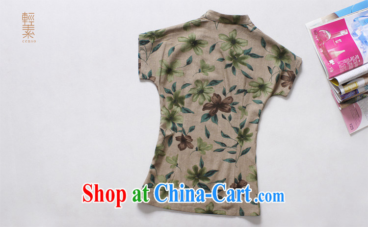 light quality cotton the female Chinese T-shirt retro improved Chinese linen Ethnic Wind female Green yarn flower cheongsam shirt XXXL pictures, price, brand platters! Elections are good character, the national distribution, so why buy now enjoy more preferential! Health
