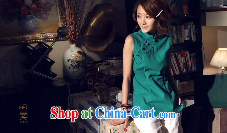 light quality cotton the female Chinese T-shirt retro improved Chinese linen Ethnic Wind-tie sleeveless dresses T-shirt white M pictures, price, brand platters! Elections are good character, the national distribution, so why buy now enjoy more preferential! Health
