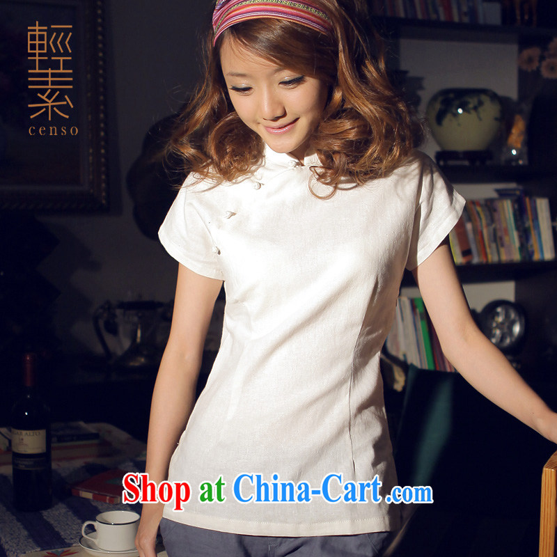 light quality cotton the women detained the Chinese T-shirt retro improved Chinese, ethnic wind warm white robes T-shirt XXL, light quality, and shopping on the Internet