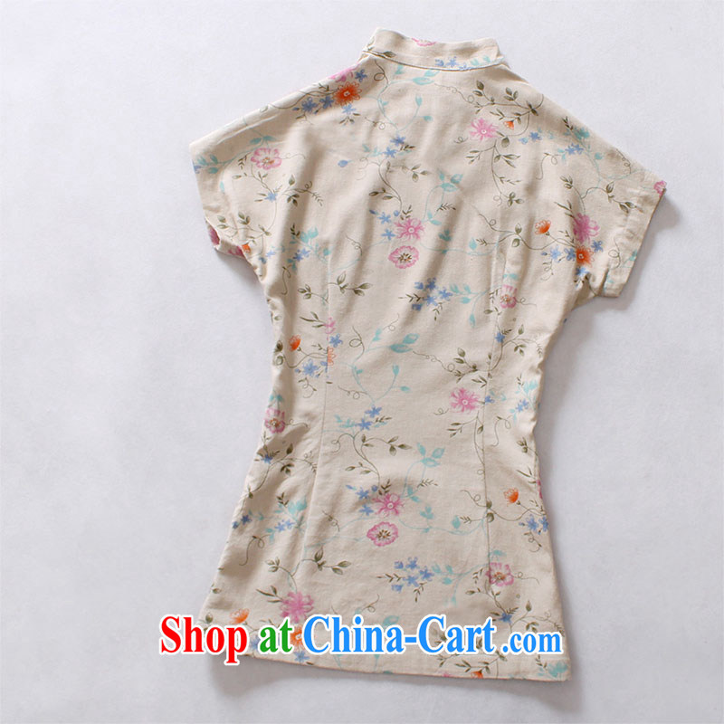 light quality cotton the female Chinese T-shirt retro improved Chinese linen Ethnic Wind small commercial goods T-shirt girl XXL, light quality, and on-line shopping