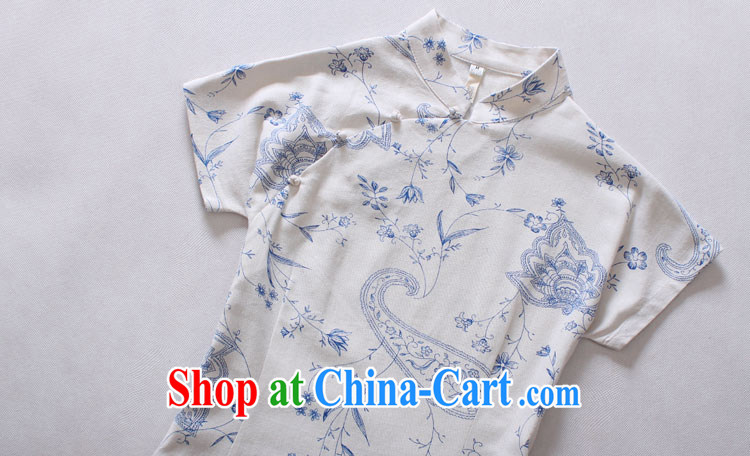 light quality cotton the national style in a new, improved antique Chinese Tang with blue lotus linen dresses Korea T-shirt L pictures, price, brand platters! Elections are good character, the national distribution, so why buy now enjoy more preferential! Health