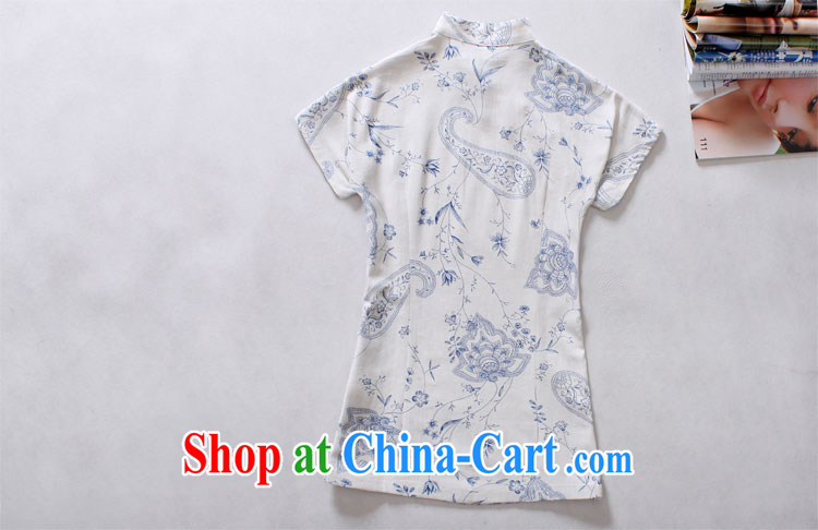 light quality cotton the national style in a new, improved antique Chinese Tang with blue lotus linen dresses Korea T-shirt L pictures, price, brand platters! Elections are good character, the national distribution, so why buy now enjoy more preferential! Health