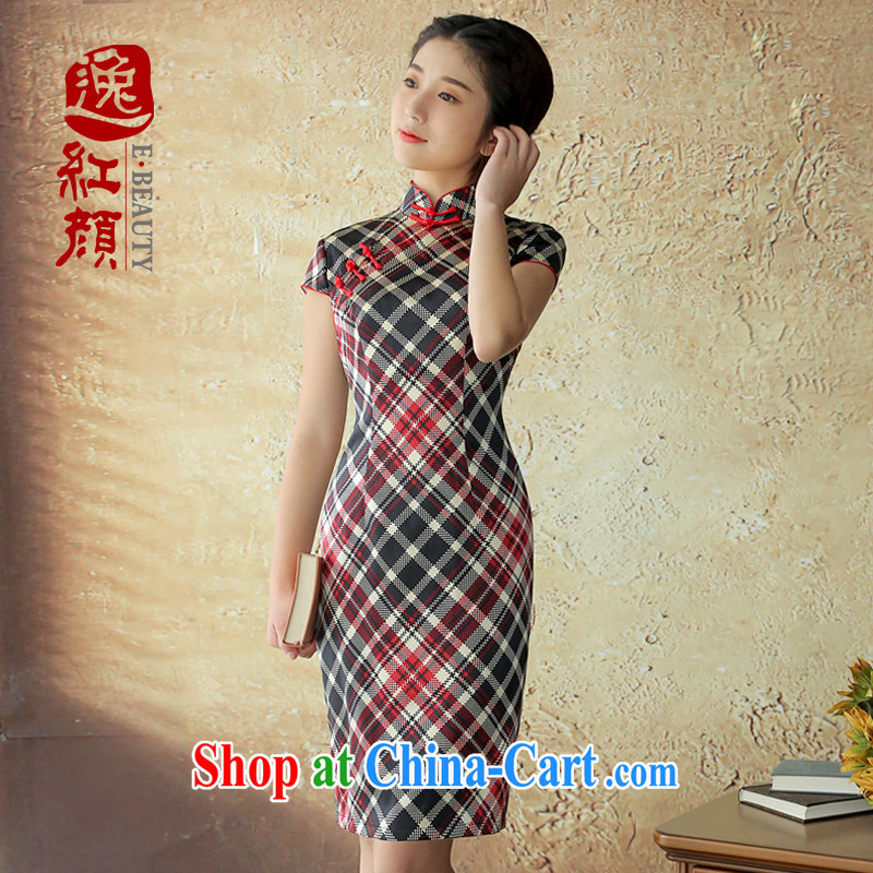 The proverbial hero once and for all, as soon as possible the natural pearls satin-sauna Silk Cheongsam dress tartan the flap cool arts cheongsam dress red S - pre-sale 30 days