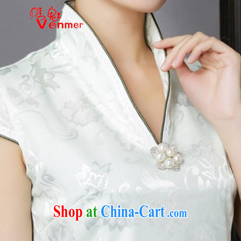 Clearly, Venmer Ethnic Wind New Tang with stylish and improved Daily Beauty sexy cheongsam dress 6635 light green XL, and Director (Venmer), and, on-line shopping