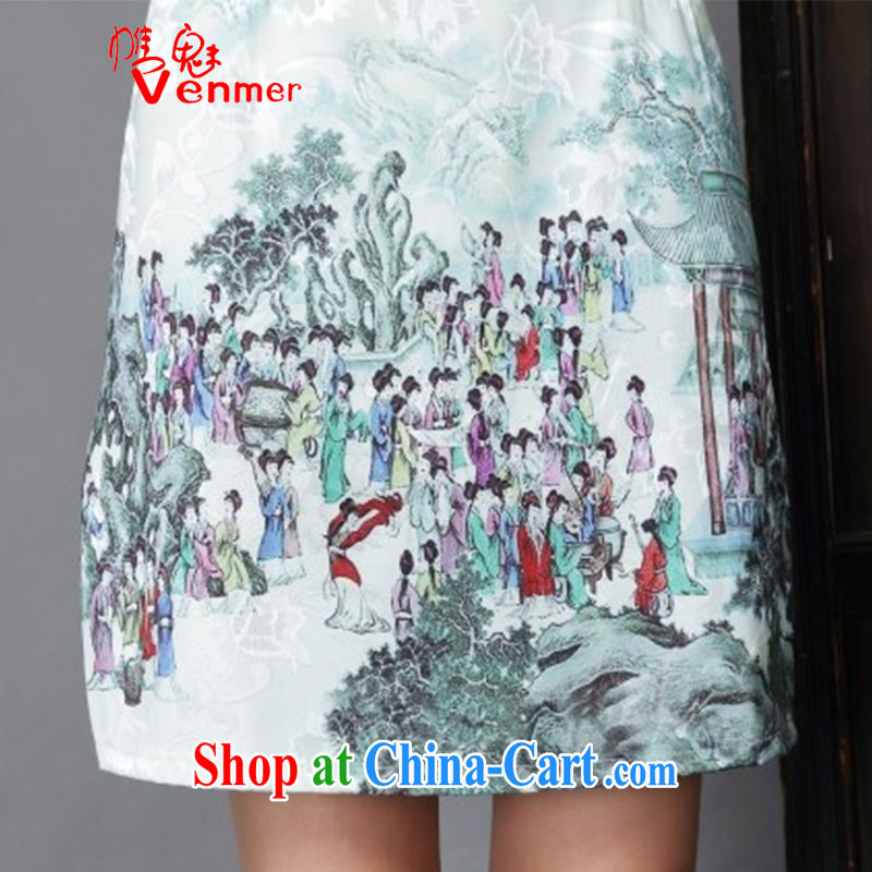 Clearly, Venmer Ethnic Wind New Tang with stylish and improved Daily Beauty sexy cheongsam dress 6635 light green XL, and Director (Venmer), and, on-line shopping