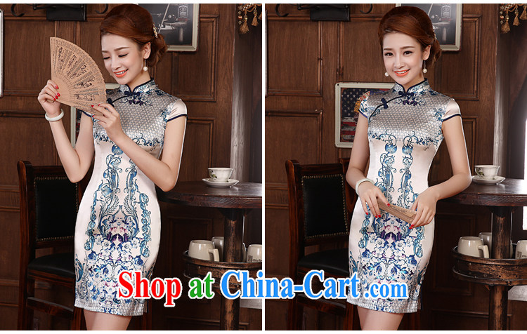 Morning, dresses new 2014 summer retro improved stylish sauna silk Silk Cheongsam dress short, blue and white porcelain blue XXL pictures, price, brand platters! Elections are good character, the national distribution, so why buy now enjoy more preferential! Health