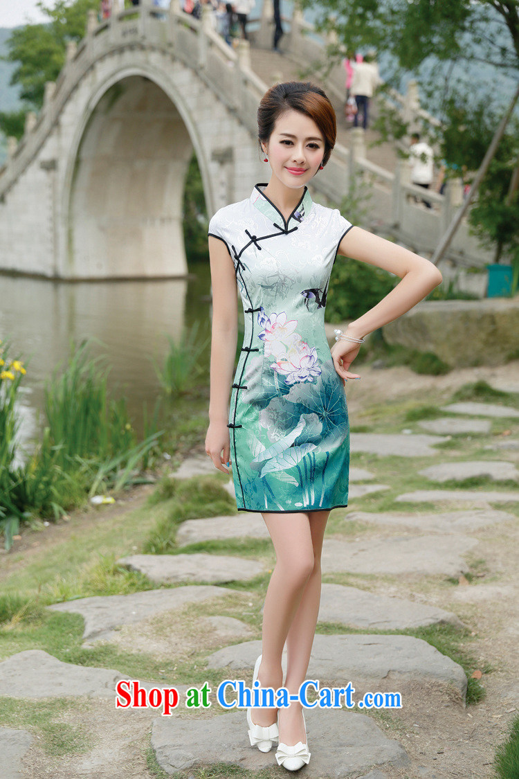 2015 summer new Chinese Antique Ethnic Wind dress ladies dress short-sleeve, stamp duty for cultivating Manchu cheongsam dress Black Lotus XL pictures, price, brand platters! Elections are good character, the national distribution, so why buy now enjoy more preferential! Health