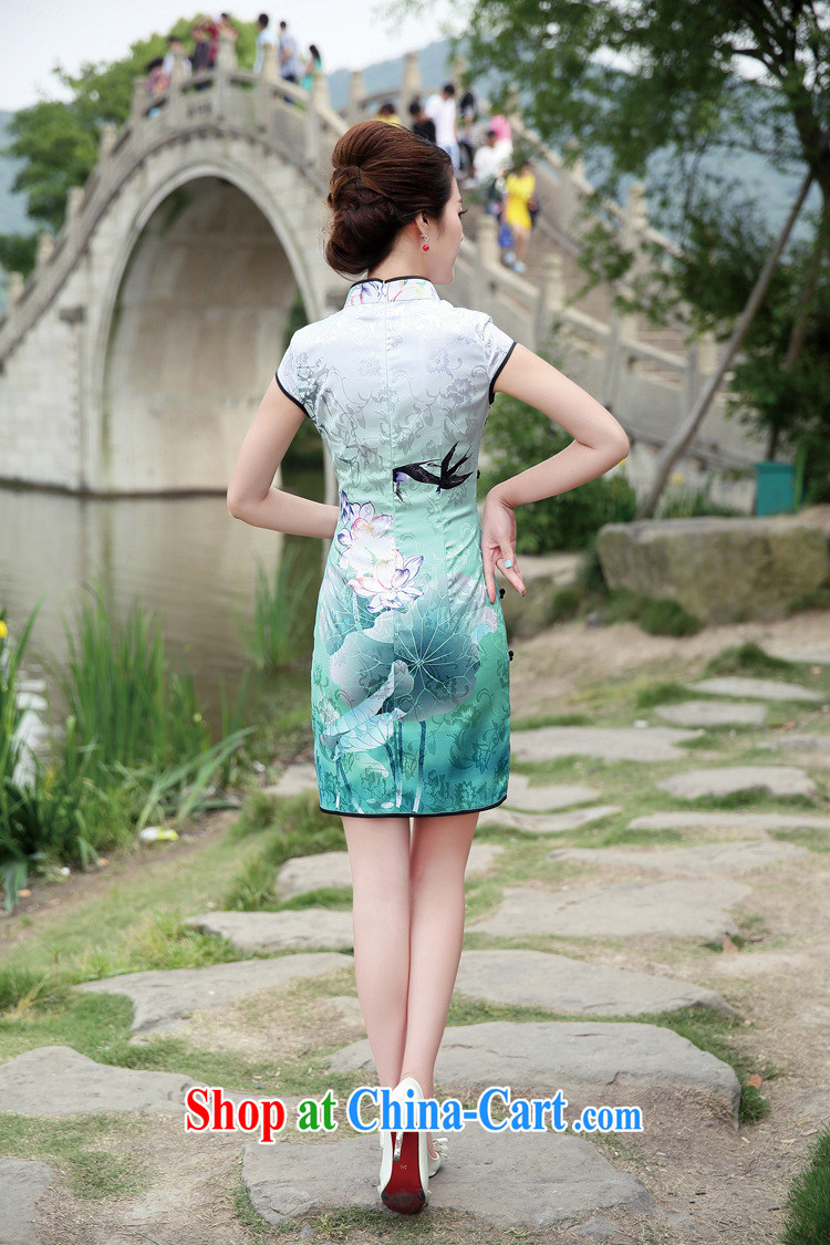 2015 summer new Chinese Antique Ethnic Wind dress ladies dress short-sleeve, stamp duty for cultivating Manchu cheongsam dress Black Lotus XL pictures, price, brand platters! Elections are good character, the national distribution, so why buy now enjoy more preferential! Health