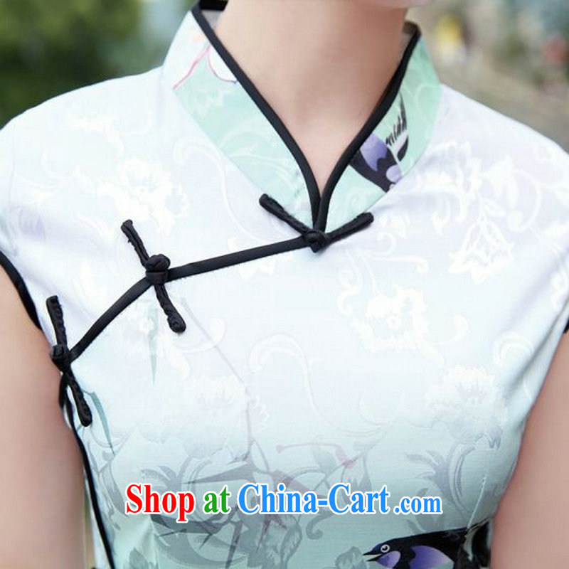 2015 summer new Chinese Antique Ethnic Wind dress ladies dress short-sleeved, stamp duty for cultivating Manchu cheongsam dress Black Lotus XL, Michael, shopping on the Internet