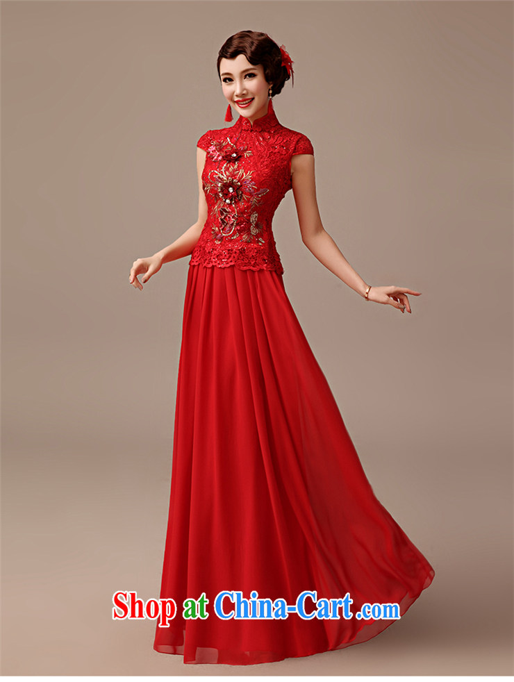 2015 spring and summer new bride toast wedding dresses long, Retro, for package shoulder red lace cheongsam XXL pictures, price, brand platters! Elections are good character, the national distribution, so why buy now enjoy more preferential! Health