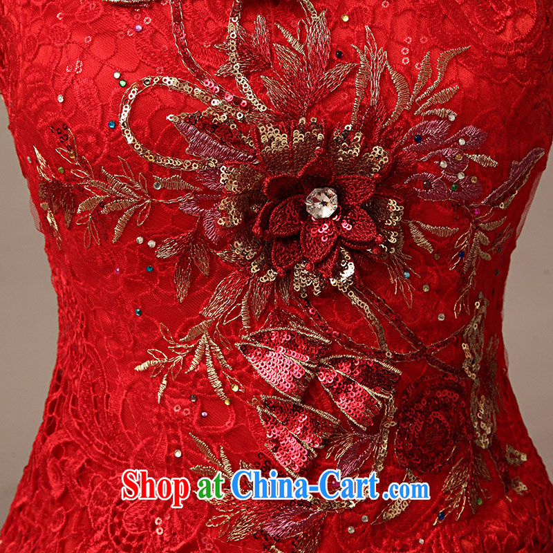 2015 spring and summer new bride toast wedding dresses long, Retro, for package shoulder red lace cheongsam XXL, dirty man, and shopping on the Internet