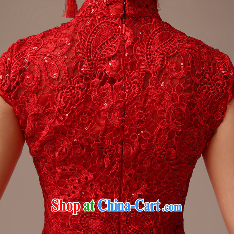 2015 spring and summer new bride toast wedding dresses long, Retro, for package shoulder red lace cheongsam XXL, dirty man, and shopping on the Internet