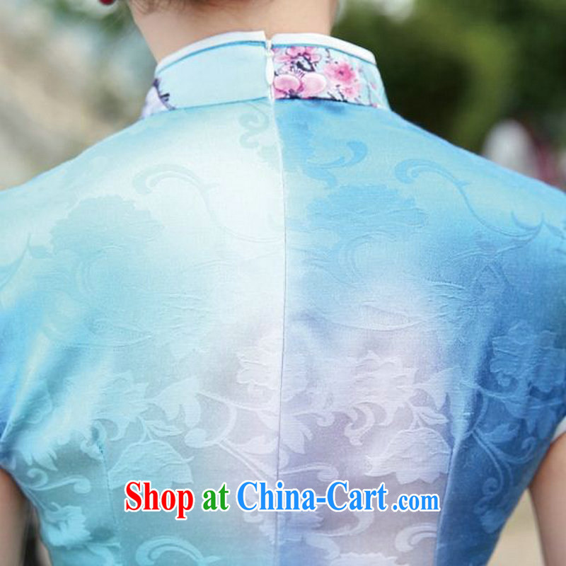 2015 summer new Chinese Ethnic Wind retro Manchu cultural dress lady, short-sleeved stamp beauty side on the truck dress qipao Phillips XL, Michael, shopping on the Internet