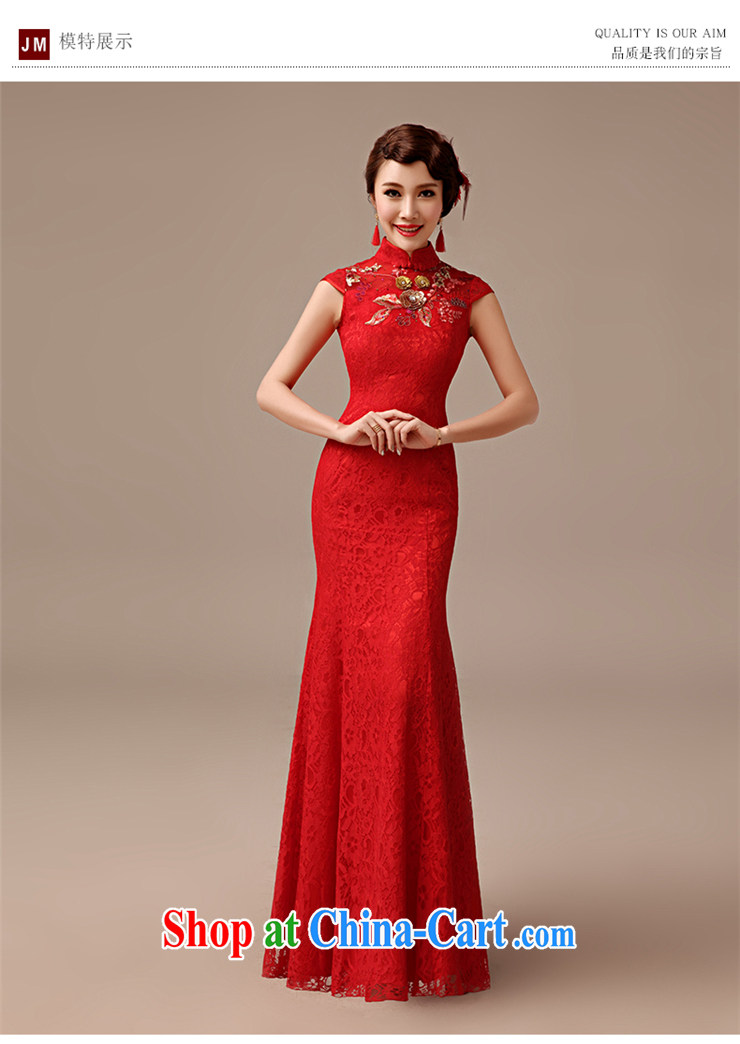 2015 spring and summer new bride toast wedding dresses long, crowsfoot beauty lace cheongsam toast serving red XXL pictures, price, brand platters! Elections are good character, the national distribution, so why buy now enjoy more preferential! Health