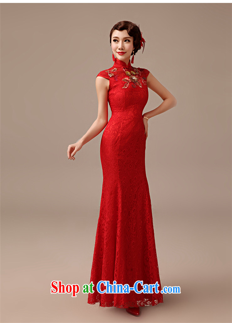 2015 spring and summer new bride toast wedding dresses long, crowsfoot beauty lace cheongsam toast serving red XXL pictures, price, brand platters! Elections are good character, the national distribution, so why buy now enjoy more preferential! Health