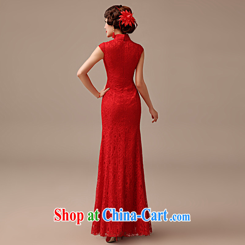 2015 spring and summer new bride toast wedding dresses long, crowsfoot Sau San lace cheongsam toast serving red XXL, dirty man, online shopping