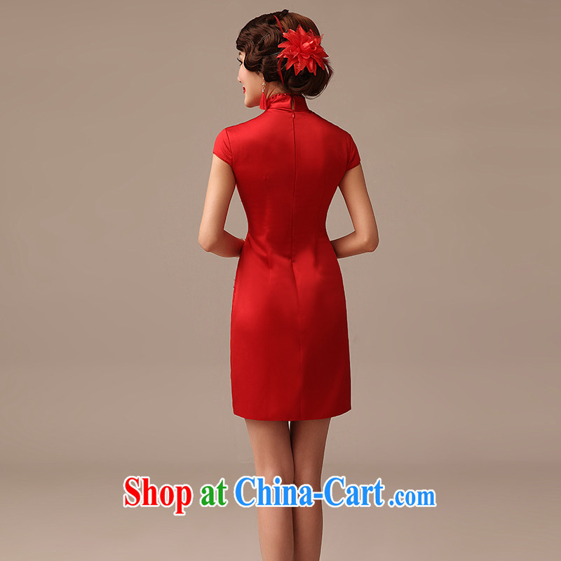 2015 spring and summer new bride's toast short dresses, red stylish improved cultivating biological empty parquet drill outfit red XL, clean to roam, and shopping on the Internet