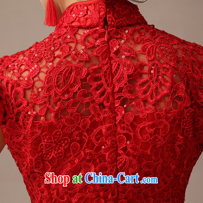 2015 new marriages, short cheongsam toast serving, lace wedding dresses summer red XL, clean animation, shopping on the Internet