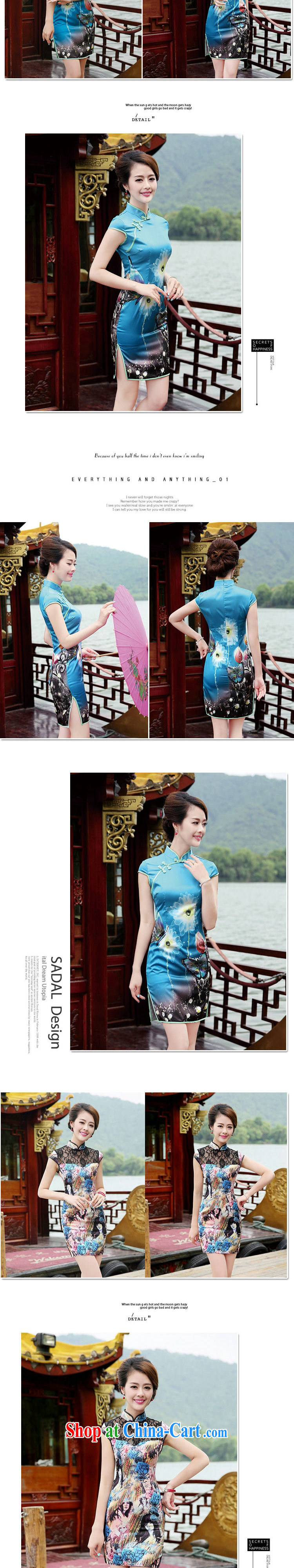 2015 summer new Chinese Ethnic Wind Manchu retro fashion, Beauty dress short-sleeve side on the truck dresses gray butterfly XL pictures, price, brand platters! Elections are good character, the national distribution, so why buy now enjoy more preferential! Health