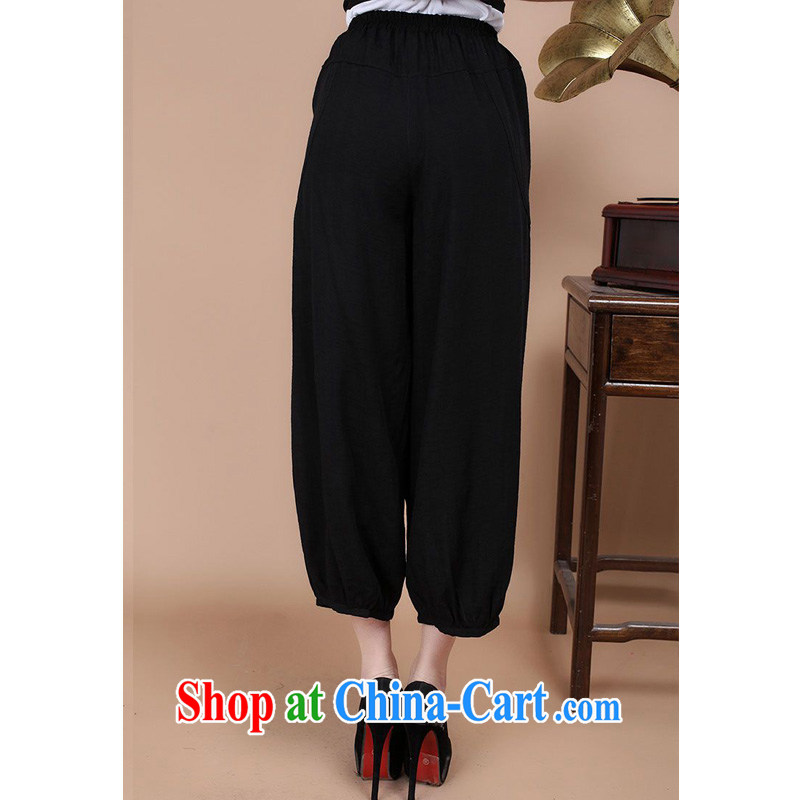 Forest narcissus summer 2014, relaxed the code mom with cotton Tang with embroidered pants FGR - B 913 black XXXL, forest narcissus (SenLinShuiXian), online shopping