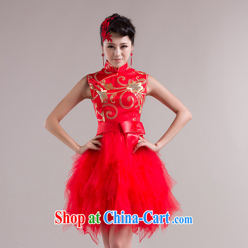 Rain is still clothing and stylish new bridal wedding dresses short improved modern marriages wedding dresses qipao QP 535 red L, rain is still Yi, shopping on the Internet