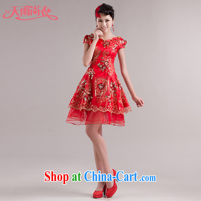 Rain is still Yi 2015 stylish stars with toast, serving short skirt marriages wedding dresses dresses QP 537 red L