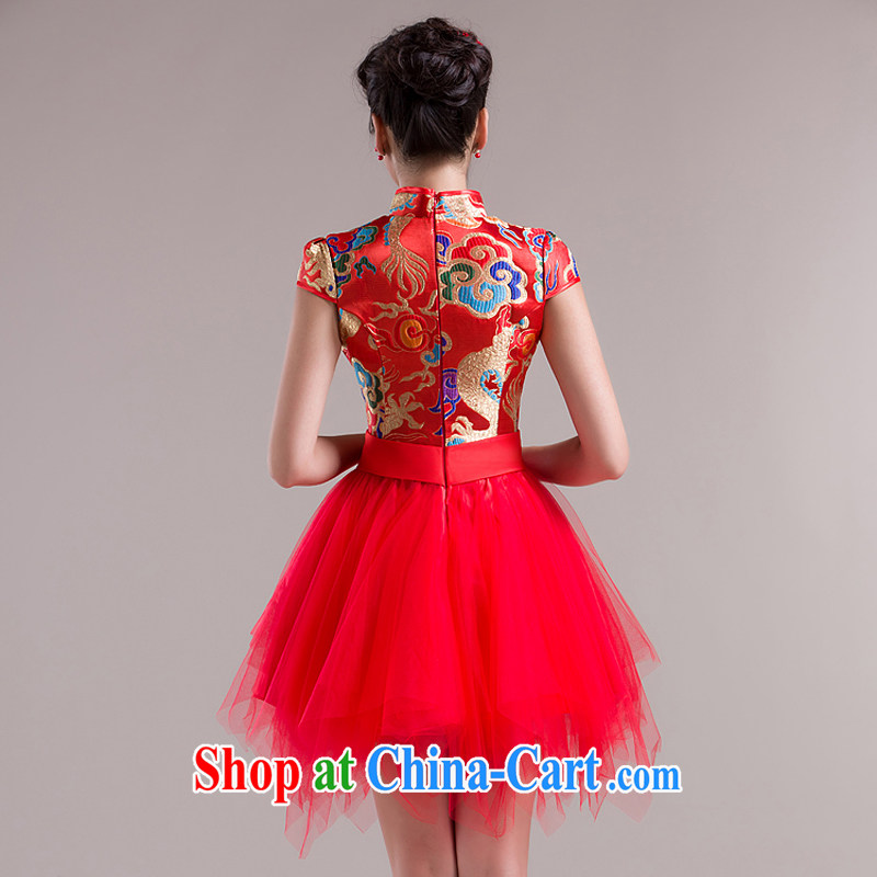 Rain is still Yi 2015 new wedding dress skirt red stylish improved bows serving short wedding bridal dresses QP 540 red S, rain is clothing, and shopping on the Internet