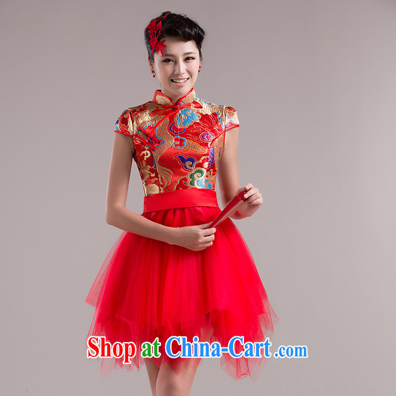 Rain is still Yi 2015 new wedding dress skirt red stylish improved bows serving short wedding bridal dresses QP 540 red S, rain is clothing, and shopping on the Internet