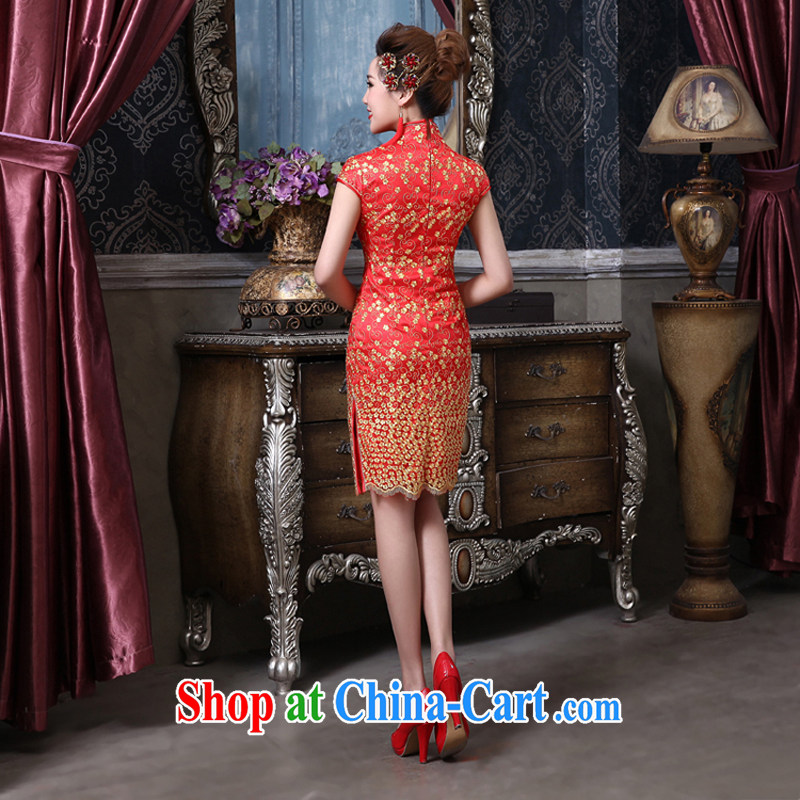 Rain is still Yi 2015 new spring and summer clothing toast marriages wedding elegant retro red short cheongsam QP 550 red XL, rain is clothing, and shopping on the Internet