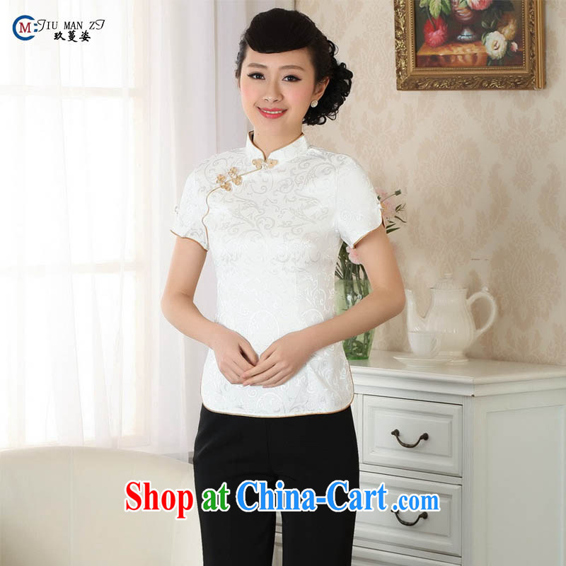 Ko Yo vines into exciting and 2015 new spring and summer with high quality cotton Ethnic Wind short sleeve T-shirt dresses short Tang Women's clothes A 0052 white 155_S