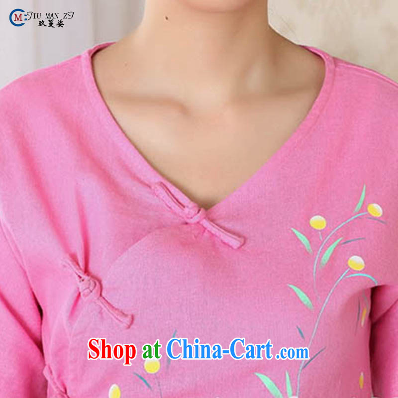 Ko Yo vines into exciting and 2015 new spring and summer Cotton High the National wind 5 cuff T-shirt dresses short Tang Women's clothes A 0053 dark pink 175/2 XL, capital city sprawl, shopping on the Internet
