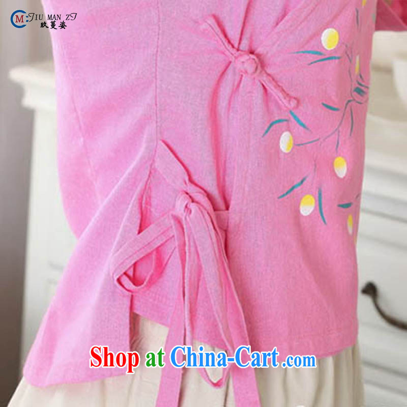 Ko Yo vines into exciting and 2015 new spring and summer Cotton High the National wind 5 cuff T-shirt dresses short Tang Women's clothes A 0053 dark pink 175/2 XL, capital city sprawl, shopping on the Internet