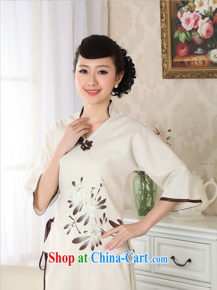 Ko Yo vines into exciting and 2015 new spring and summer Cotton High Commission National wind 5 sleeves T-shirt dresses, short Tang Women's clothes A 0054 beige 160/M pictures, price, brand platters! Elections are good character, the national distribution, so why buy now enjoy more preferential! Health